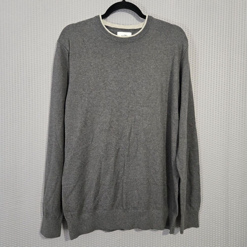 Wills Mens Grey Long Sleeve Crew Neck Sweater Size L Cashmere Blend Winter Basic